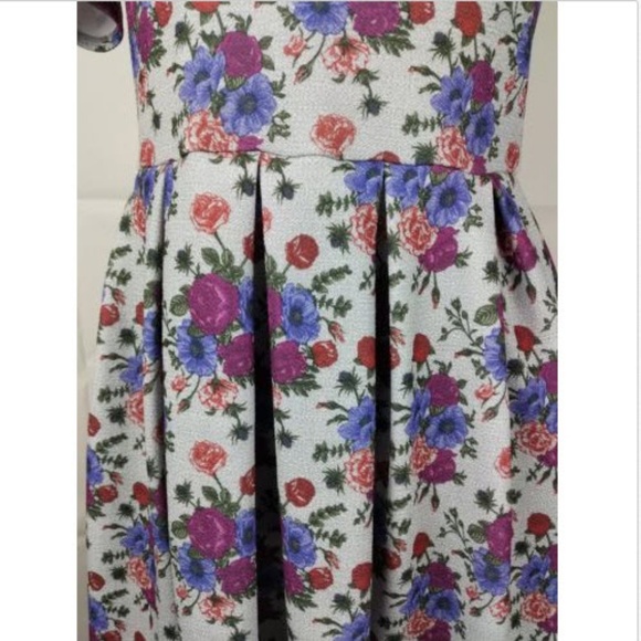 LuLaRoe Pink Purple Floral Dress Pleated Medium - Picture 3 of 6
